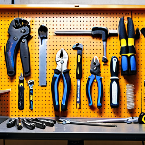 Home 14 **
A well-organized mechanic's workshop. Various hand tools (wrenches, screwdrivers, pliers) are neatly arranged on a pegboard and in a toolbox. Safety glasses and work gloves are visible. Focus on the tools and a clean workspace.
**